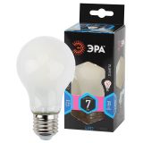 Лампа светодиодная филаментная F-LED A60-7W-840-E27 frost (филамент, груша мат., 7Вт, нейтр., Е27) (10/100/1200) Б0035032 ЭРА