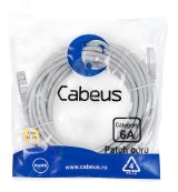 Патч-корд S/FTP, категория 6а (10G), 2xRJ45/8p8c, экранированный, серый, LSZH, 10м 7906c Cabeus