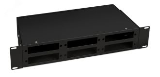 Кросс бокс оптический 19'' 2U на 6 адаптерных панелей. цвет черный FO-CS-19-6FP-BK Cabeus