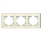 Рамка трехместная горизонтальная Афина слоновая кость (ivory) (еврослот) A0045-I UNIVersal