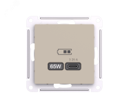 ATLASDESIGN USB РОЗЕТКА тип-C 65Вт высокоскор.заряд. QC,PD, механизм, ПЕСОЧНЫЙ ATN001227 Systeme Electric