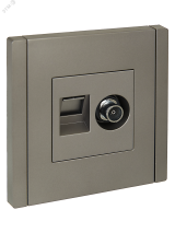 FORTE&PIANO Розетка двойная TV+RJ45 кат.5E FP536 сталь IEK FP-AK20-1-K46 IEK