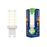 Лампа светодиодная LED-JCD-9W/3000K/G9/CL GLZ09TR прозрачная теплый белый свет UL-00006488 Uniel