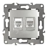 Розетка комбинированная RJ45+RJ11, Эра12, алюминий, 12-3109-03 Б0018250 ЭРА