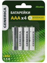 Батарейка щелочная Alkaline LR03/AAA (4шт/блистер) GENERICA ABT-LR03-ST-L04-G IEK