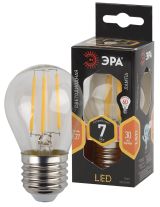 Лампа светодиодная филаментная F-LED P45-7W-827-E27 (филамент, шар, 7Вт, тепл, E27 (10/100/3000) Б0027948 ЭРА