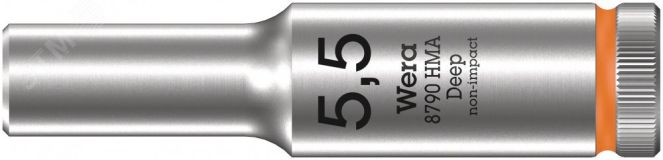 Головка торцевая шестигранная 8790 HMA Deep DR 1/4 глубокая 5.5 x 50 мм WE-004502 Wera