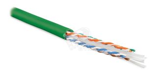 Кабель витая пара U/UTP категория 6 4 пары (23 AWG) одножильный (solid) с разделителем LSZH зеленый 273522 Hyperline