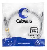 Патч-корд S/FTP, категория 6а (10G), 2xRJ45/8p8c, экранированный, серый, LSZH, 1.5м 7902c Cabeus