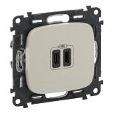 Valena ALLURE.Зарядное устройство с двумя USB-разьемами тип С-тип С 240В/5В 3000мА.С лицевой панелью.Цвет Слоновая кость 755346 Legrand