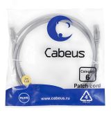 Патч-корд U/UTP, категория 6, 2xRJ45/8p8c, неэкранированный, серый, PVC, 2м 7268c Cabeus