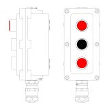 Взрывонепроницаемый пост управления из алюминия LCSD-03-B-MB-L1R(220)x1-P1B(11)x1-P1R(11)x1-PBMB-KAEPM2MHK-20 LCSD21000131 DKC