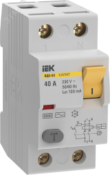 Выключатель дифференциальный (УЗО) KARAT ВД3-63 2P 40А 100мА 6кА тип AC MDV20-2-040-100 IEK
