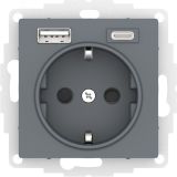 ATLASDESIGN РОЗЕТКА 16А c 2 USB A+C, 5В/2,4А/3,0А, 2х5В/1,5А, механизм, ГРИФЕЛЬ ATN000732 Systeme Electric