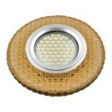 DLS-L135 GU5.3 GLASSY/GOLD Светильник декоративный встраиваемый, серия Luciole. Без лампы, цоколь GU5.3. Доп. светодиодная подсветка 3Вт. Стекло. Зеркальный/светло-желтый. ТМ Fametto UL-00003861 Uniel