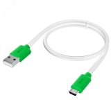 Кабель Micro USB, 0.5 м., белый-зеленый, быстрая зарядка 1000698982 Greenconnect