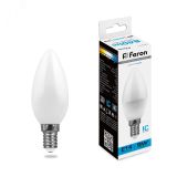 Лампа светодиодная LED 9вт Е14 дневной матовая свеча 25800 FERON