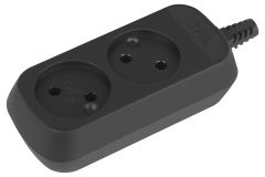 Колодка 2 розетки без зазeмления черная KX-2-B Б0061660 ЭРА