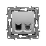 ETIKA Розетка телефонная+компьютерная RJ11+RJ45 категория 5 UTP алюминий 672452 Legrand