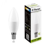 Лампа светодиодная LED 13вт E14 белый матовая свеча 38108 FERON