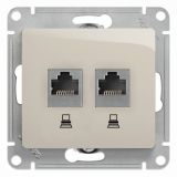 GLOSSA розетка двойная компьютерная RJ45+RJ45 кат.5E механизм молочный GSL000985KK Systeme Electric