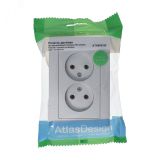 Розетка ATLASDESIGN двойная без заземления 16А в сборе алюминий ATN000320 Systeme Electric