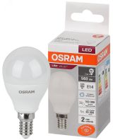 Лампа светодиодная LED 7 Вт E14 6500К 560Лм шарик 220 В (замена 60Вт) OSRAM 4058075579682 LEDVANCE