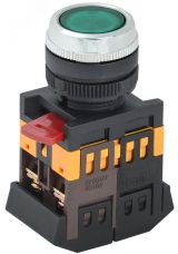 Кнопка зеленая ABLFS-22 1з+1р плоская с подсветкой неон 240В BBT30-ABLFS-K06 IEK