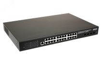 Промышленный управляемый L3 PoE коммутатор на 24xGE RJ-45 c PoE + 4х10G SFP+ порта 00-00014412 OSNOVO