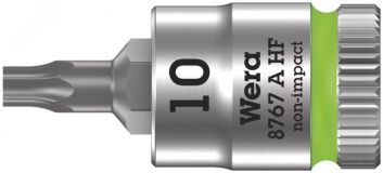 Головка торцевая 8767 A HF TORX Zyklop со вставкой DR 1/4 с функцией фиксации крепежа TX 10 x 28 мм WE-003362 Wera