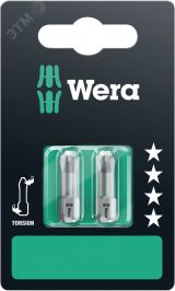 Бита торсионная 851/1 TZ PH SB вязкая твердость хвостовик 1/4 C 6.3 2 шт PH 2 x 25 мм с держателем-еврослот WE-073324 Wera