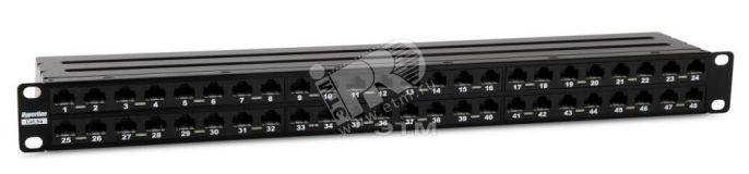 Патч-панель высокой плотности 19' 1U 48 портов RJ45 категория 6A Dual IDC неэкранированная 225401 Hyperline