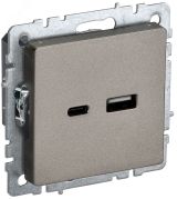BRITE Розетка USB A+C 18Вт РЮ11-1-БрШ шампань BR-U22-018-K37 IEK