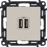 Valena LIFE Зарядное устройство с двумя USB-разьемами 240В/5В 1500мА С лицевой панелью Слоновая кость 753512 Legrand