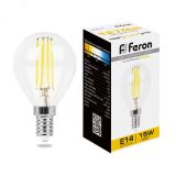 Лампа светодиодная LED 15вт Е14 теплый шар FILAMENT 38249 FERON