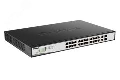 Коммутатор управляемый PoE L2 24 порта 10/100/1000 Мб/с, 2хSFP 100/1000 Мб/с 122022 D-Link