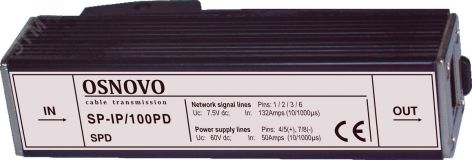 Устройство грозозащиты с защитой линий PoE до 100 Мб/с RJ45 00011336 OSNOVO