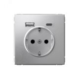 ARTGALLERY розетка 16А с 2 USB A+C, 5В/2,4А/3,0А, 2х5В/1,5А, механизм, алюминий GAL000332 Systeme Electric