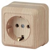 Розетка Intro Quadro 2-202-11 с заземлением 2P+E Schuko, 16А-250В, IP20, ОУ, сосна Б0053790 ЭРА