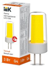 Лампа светодиодная COB капсула 3Вт 230В 3000К керамика G4 IEK LLE-COB-3-230-30-G4 IEK