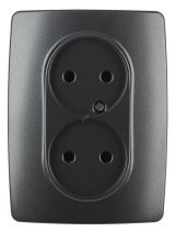 Розетка 2X2P, 16A-250В, Эра12, антрацит, 12-2107-05 Б0031242 ЭРА