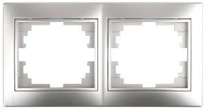 Рамка на 2 поста гор., СУ, Plano, алюминий, 1-502-03 Б0030094 ЭРА