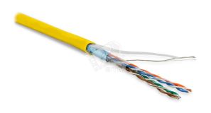 Кабель витая пара. экранированная F/UTP. категория 5e. 4 пары (26 AWG). многожильный (patch). экран - фольга. LSZH. нг(С)-HF. –20C – +75C. желтый (305 м) 236866 Hyperline