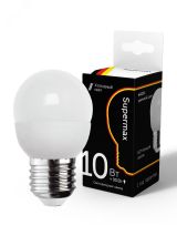 Лампа светодиодная LED 10Вт шар 220В Е27 6400К холодный 800 лм Sup_LED10WGL45E2764 Космос