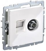 BRITE Розетка двойная TV+RJ45 кат.5E РТВ/РК12-БрКр белый BR-AK20-1-K01 IEK