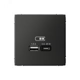 ARTGALLERY USB розетка A + тип-C 45Вт высокоскор.заряд. QC, PD, механизм, базальт GAL001429 Systeme Electric
