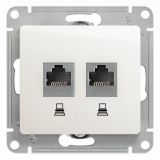 Розетка Glossa двойная компьютерная RJ45 + RJ45 кат.5E механизм перламутр GSL000685KK Systeme Electric