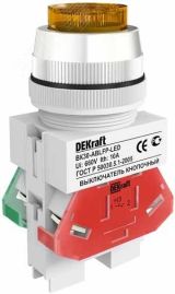 Выключатель кнопочный ВK-30 ABLFP диам. 30мм желтый LED 220В