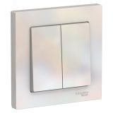 Выключатель двухклавишный ATLASDESIGN схема 5 10АХ в сборе жемчуг ATN000452 Systeme Electric