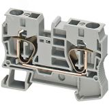 Клеммник пружинный проходной 10мм.кв 2 точки подключения серый NSYTRR102 Schneider Electric